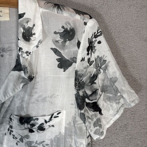 Cloth & Stone Anthropologie Womens Blouse Size XS Lightweight Sheer Boho Florals - Picture 4 of 14